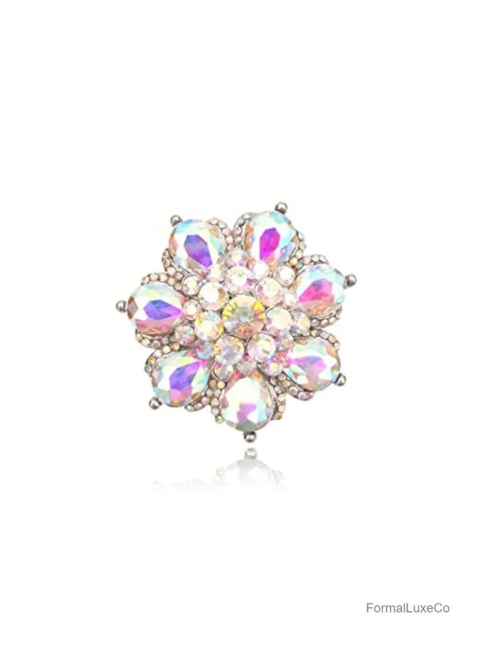 Crystal Flower Statement Ring Stretch Adjustable Party Prom Jewelry